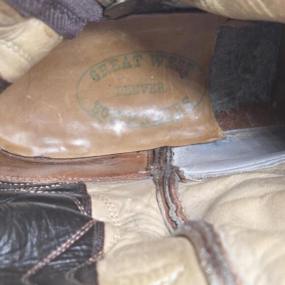 VTG Great Western Custom Boot Two-Tone Leather Boot US 9 Men Side Zip Cowboy - Picture 14 of 15